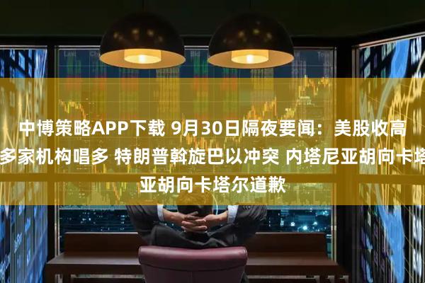 中博策略APP下载 9月30日隔夜要闻：美股收高 阿里获多家机构唱多 特朗普斡旋巴以冲突 内塔尼亚胡向卡塔尔道歉
